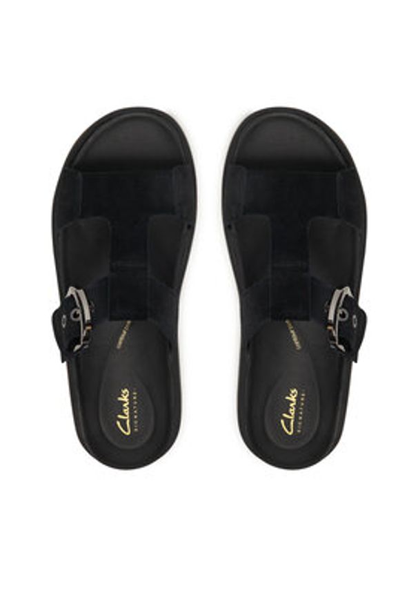 Clarks Klapki Aristella West 26185813 Czarny. Kolor: czarny. Materiał: skóra, zamsz