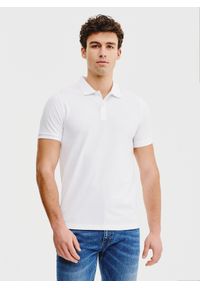 Pako Lorente - PAKO LORENTE – Biały t-shirt polo. Typ kołnierza: polo. Kolor: biały. Materiał: bawełna, elastan