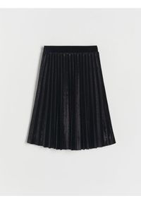 Reserved - Plisowana spódnica - czarny. Kolor: czarny. Materiał: dzianina