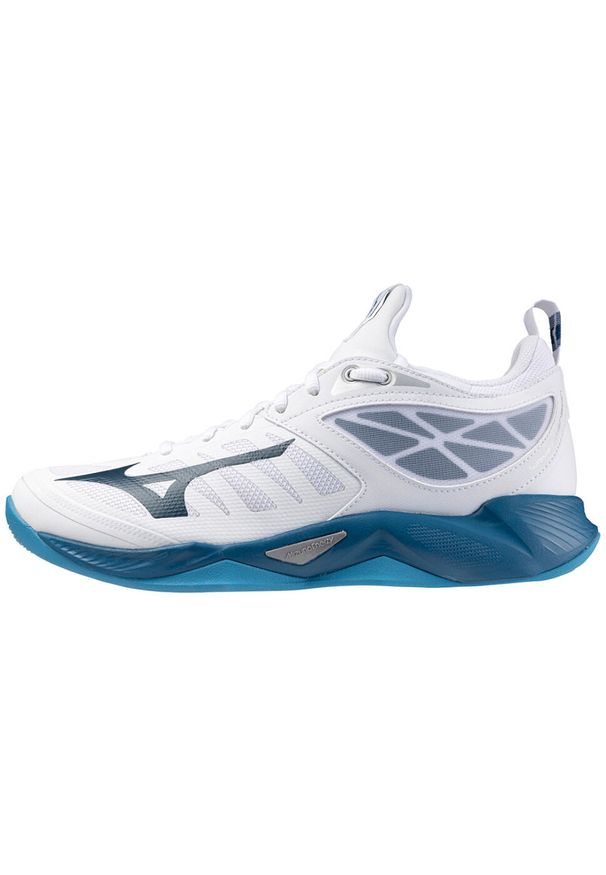 Buty halowe Mizuno Wave Dimension. Kolor: szary, biały, wielokolorowy. Materiał: materiał, syntetyk. Model: Mizuno Wave. Sport: siatkówka