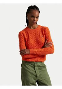 Polo Ralph Lauren Sweter 211971865010 Pomarańczowy Slim Fit. Typ kołnierza: polo. Kolor: pomarańczowy. Materiał: wełna