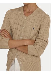 Polo Ralph Lauren Kardigan 211891643021 Beżowy Slim Fit. Typ kołnierza: polo. Kolor: beżowy. Materiał: bawełna #4