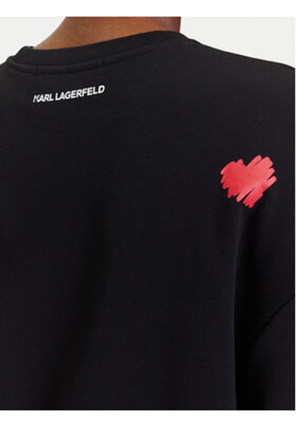 Karl Lagerfeld - KARL LAGERFELD Bluza A3W20006 Czarny Regular Fit. Typ kołnierza: dekolt w karo. Kolor: czarny. Materiał: bawełna
