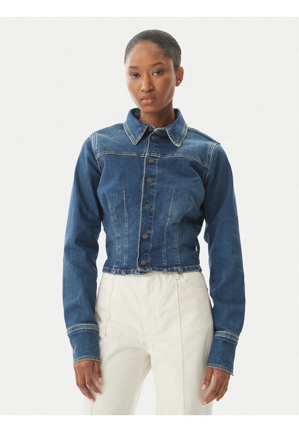 Guess Jeans Kurtka jeansowa W6RN84 D7251 Niebieski Classic Fit. Kolor: niebieski. Materiał: bawełna