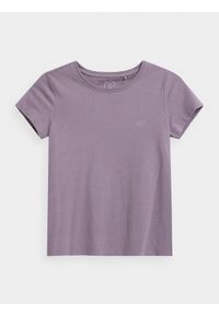 4f - T-shirt gładki dziewczęcy. Kolor: fioletowy. Materiał: bawełna. Wzór: gładki #1