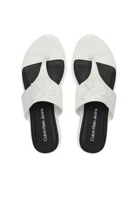 Calvin Klein Jeans Japonki Flat Sandal Slide Toepost Mg Met YW0YW01342 Biały. Kolor: biały. Materiał: skóra #5