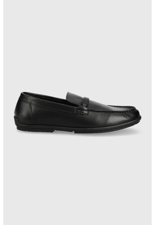 Calvin Klein mokasyny skórzane męskie kolor czarny. Kolor: czarny. Materiał: skóra