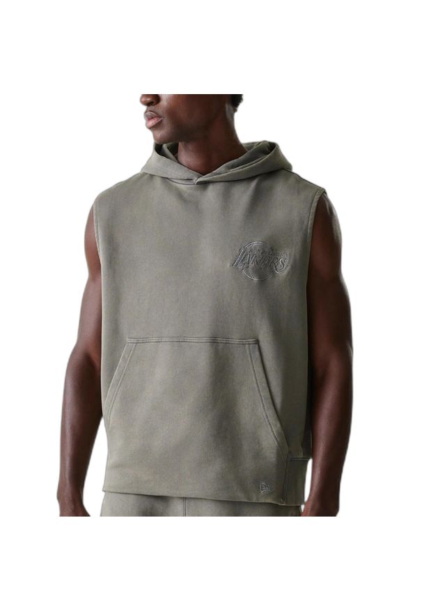 New Era - Bez rękawów z kapturem Los Angeles Lakers Washed. Typ kołnierza: kaptur. Kolor: szary. Długość rękawa: bez rękawów. Sport: koszykówka