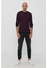 PRODUKT by Jack & Jones - Produkt by Jack & Jones Sweter męski kolor fioletowy. Okazja: na co dzień. Kolor: fioletowy. Materiał: dzianina. Długość rękawa: długi rękaw. Długość: długie. Wzór: ze splotem. Styl: casual