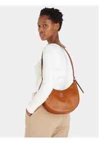 TOMMY HILFIGER - Tommy Hilfiger Torebka Crest Leather Shoulder Bag AW0AW15229 Brązowy. Kolor: brązowy #2
