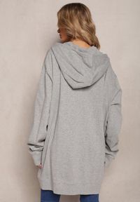 Renee - Szara Bluza Oversize z Kapturem i Zapięciem na Suwak Bilende. Okazja: na co dzień. Typ kołnierza: kaptur. Kolor: szary. Materiał: jeans. Długość rękawa: długi rękaw. Długość: długie. Styl: casual #3