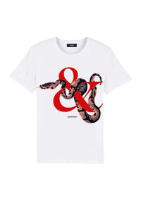 PAPROCKI&BRZOZOWSKI - Biały t-shirt z wężem. Kolor: biały. Materiał: bawełna. Wzór: nadruk #2