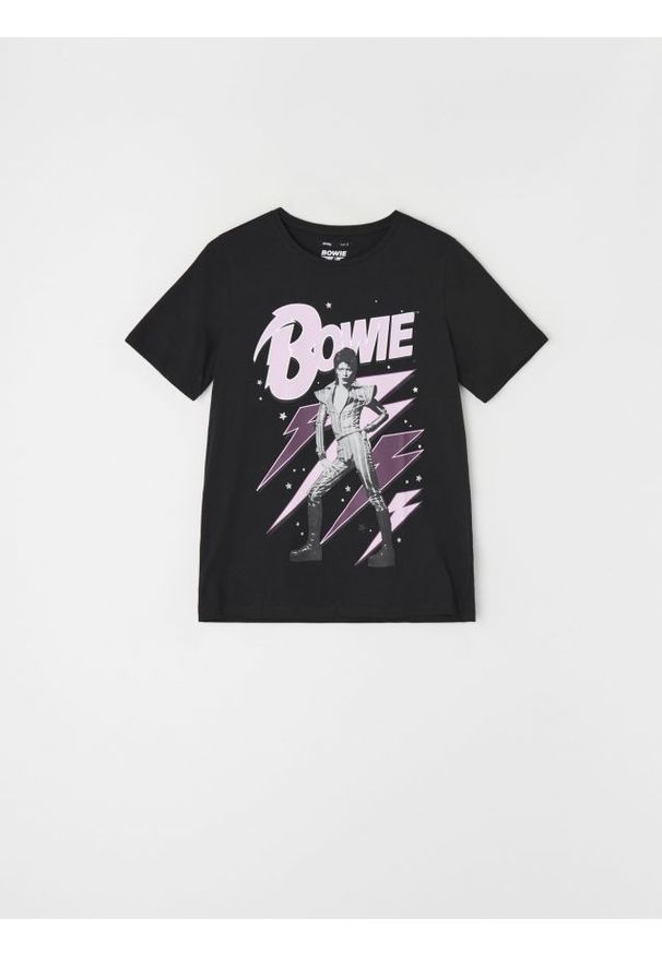 Sinsay - Bawełniana koszulka z nadrukiem David Bowie - czarny. Kolor: czarny. Materiał: bawełna. Wzór: nadruk
