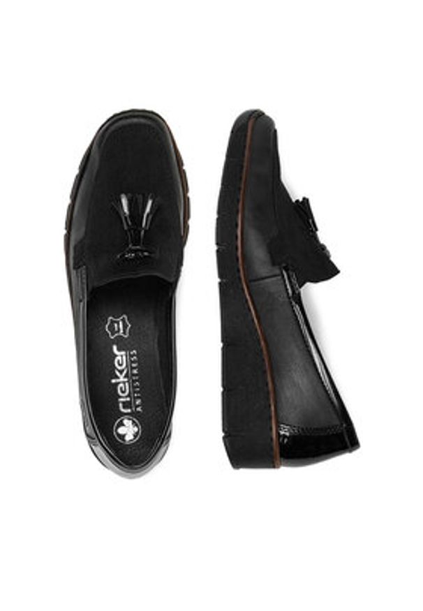 Rieker Półbuty 53771-00 Czarny. Kolor: czarny. Materiał: materiał, syntetyk