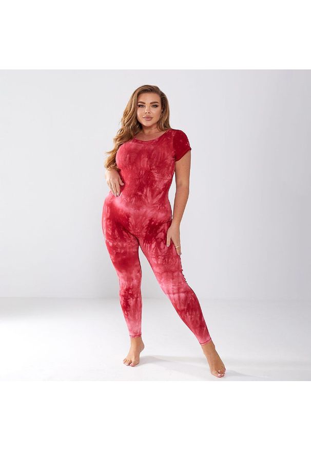 SAMARALI - Kombinezon do Jogi Azalea. Kolor: czerwony. Materiał: bawełna, elastan. Styl: sportowy