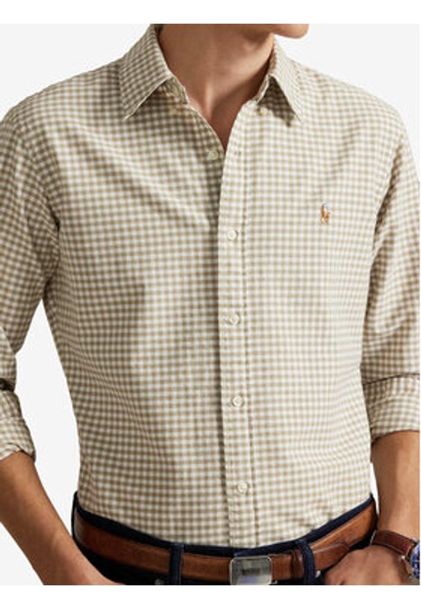 Polo Ralph Lauren Koszula 710852744004 Beżowy Slim Fit. Typ kołnierza: polo. Kolor: beżowy. Materiał: bawełna