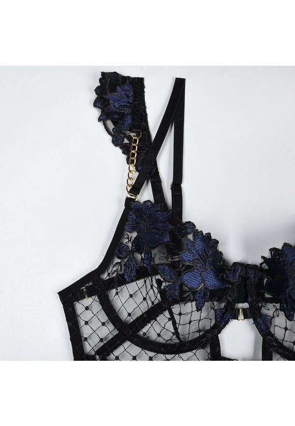 Intica - Komplet bielizny z ozdobnymi detalami na specjalne okazje Tzeni. Kolor: czarny. Materiał: materiał. Wzór: aplikacja