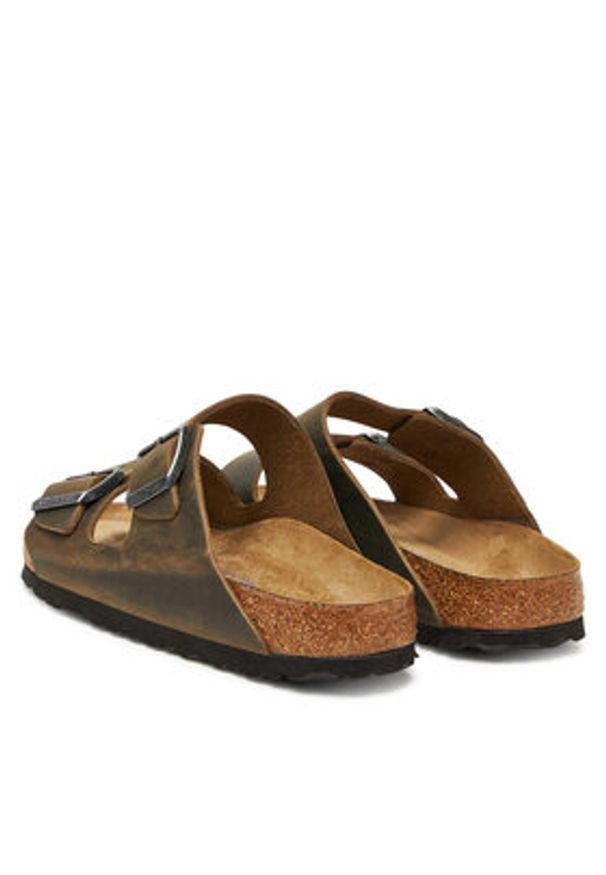 Birkenstock Klapki Arizona Sfb 1019377 Khaki. Kolor: brązowy. Materiał: skóra