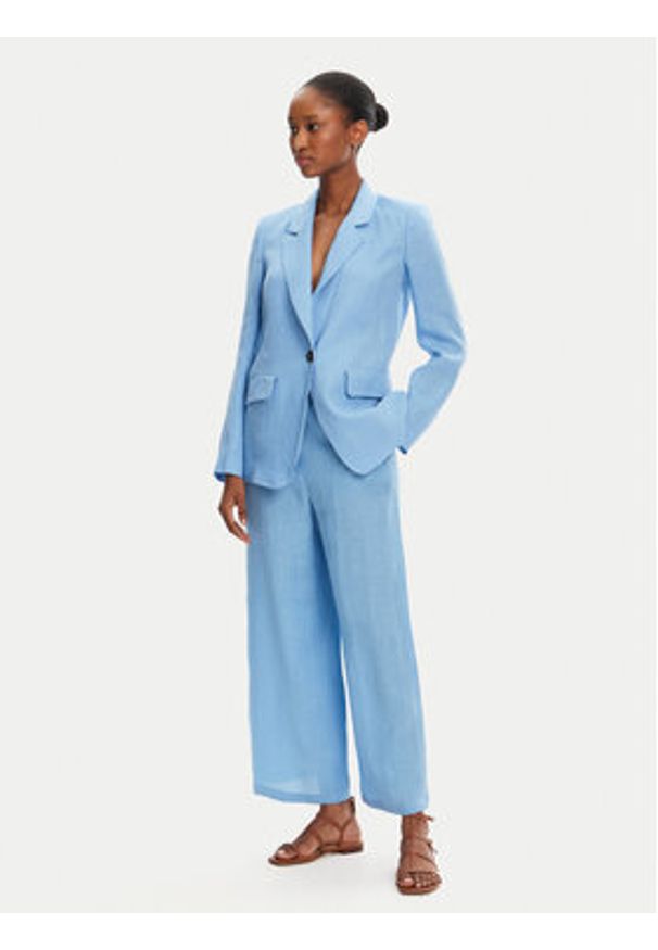 Marella Kuloty Silvana 2515131022 Błękitny Regular Fit. Kolor: niebieski. Materiał: len