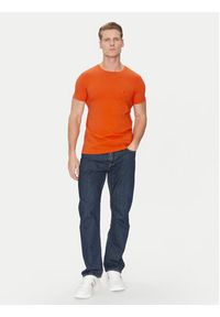 TOMMY HILFIGER - Tommy Hilfiger T-Shirt MW0MW10800 Pomarańczowy Slim Fit. Kolor: pomarańczowy. Materiał: bawełna #4