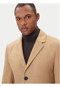 Hugo - HUGO Płaszcz wełniany Migor2541 50546528 Beżowy Slim Fit. Kolor: beżowy. Materiał: wełna #3
