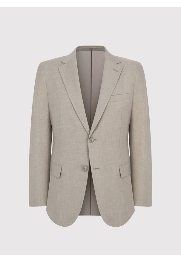 Pako Lorente - PAKO LORENTE – Beżowa marynarka męska. Okazja: na co dzień. Kolor: beżowy. Materiał: wiskoza, poliester, elastan, jeans. Styl: casual
