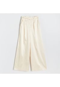 Reserved - Garniturowe spodnie - Kremowy. Kolor: kremowy #1