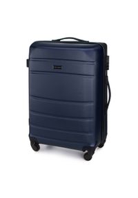 Wittchen - Średnia walizka z ABS-u żłobiona granatowa. Kolor: niebieski. Materiał: guma. Styl: klasyczny #4