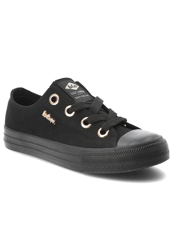 Trampki damskie Lee Cooper, cholewka z materiału tekstylnego wiązanie z przodu metalowe oczka na płaskiej podeszwie, czarne, LCW-26-02-4069L SVL-653. Okazja: na co dzień. Zapięcie: sznurówki. Kolor: czarny. Materiał: materiał. Szerokość cholewki: normalna. Obcas: na płaskiej podeszwie. Styl: casual, klasyczny