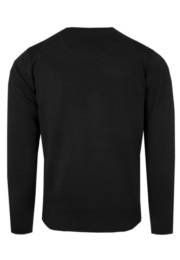 Męski Sweter z Dekoltem w Serek (V-Neck) - Alties - Czarny. Okazja: na co dzień, na spotkanie biznesowe. Typ kołnierza: dekolt w serek. Kolor: czarny. Materiał: bawełna. Styl: biznesowy, elegancki, casual