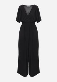 Born2be - Czarny Kopertowy Kombinezon z Gumką w Talii i Szerokimi Nogawkami Vimashea. Okazja: na co dzień. Kolor: czarny. Styl: casual, elegancki #5