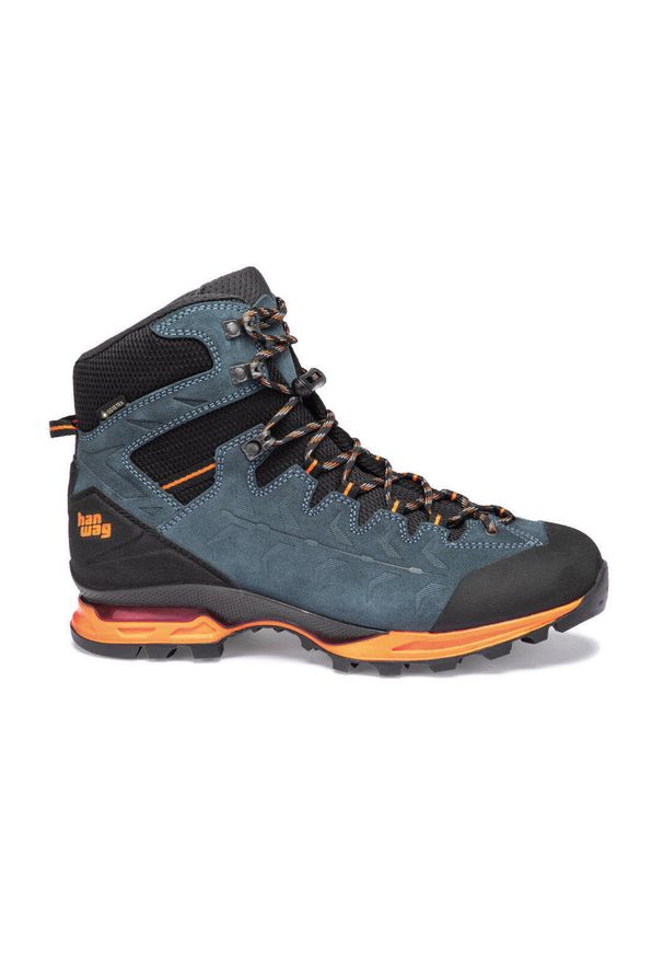Buty do chodzenia męskie Hanwag Makra Trek Gtx. Kolor: pomarańczowy, wielokolorowy, niebieski. Materiał: zamsz. Sport: turystyka piesza