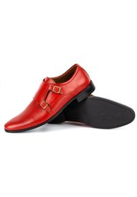Olivier Skórzane buty wizytowe Monki 287LU czerwone. Zapięcie: sznurówki. Kolor: czerwony. Materiał: skóra. Wzór: aplikacja, gładki. Obcas: na obcasie. Styl: wizytowy. Wysokość obcasa: średni