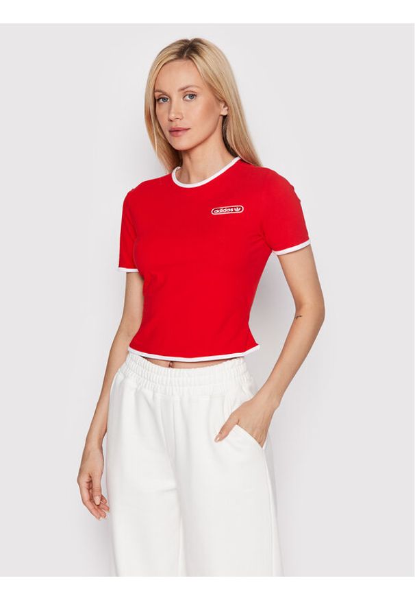 Adidas - adidas T-Shirt Binding Details HL6570 Czerwony Slim Fit. Kolor: czerwony. Materiał: bawełna