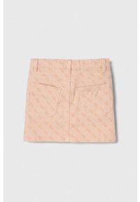 Guess spódnica jeansowa dziecięca kolor różowy mini prosta. Okazja: na co dzień. Kolor: różowy. Materiał: jeans. Styl: casual #2