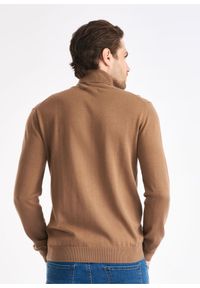 Ochnik - Sweter męski. Kolor: brązowy. Materiał: bawełna