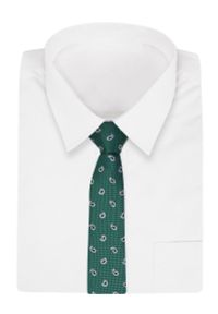Alties - Zielony Elegancki Krawat Męski -ALTIES- 6 cm, w Drobny Wzór Paisley, Łezki. Kolor: zielony. Materiał: tkanina. Wzór: paisley. Styl: elegancki