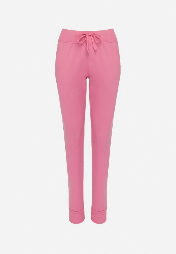 Born2be - Fuksjowe Spodnie Dresowe z Gumką w pasie i Troczkiem Halemia. Okazja: na co dzień. Kolor: różowy. Materiał: dresówka. Długość: długie. Styl: sportowy, casual, elegancki