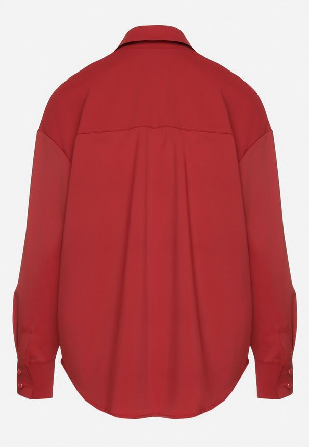 Born2be - Bordowa Klasyczna Koszula z Wiskozą Napvia. Okazja: na co dzień, do pracy, na spotkanie biznesowe. Kolor: czerwony. Materiał: wiskoza. Styl: klasyczny