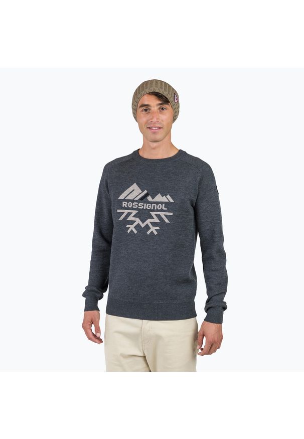 Sweter męski Rossignol Jacquard Crew Neck. Kolor: szary. Styl: sportowy