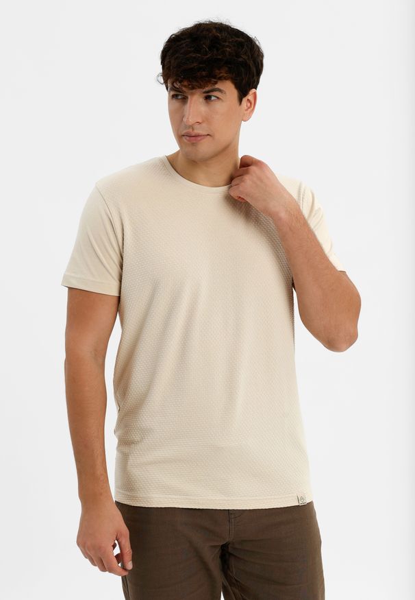 Volcano - T-shirt ze strukturą TM-DARK. Materiał: bawełna, jeans, materiał. Długość rękawa: krótki rękaw. Długość: krótkie. Styl: klasyczny