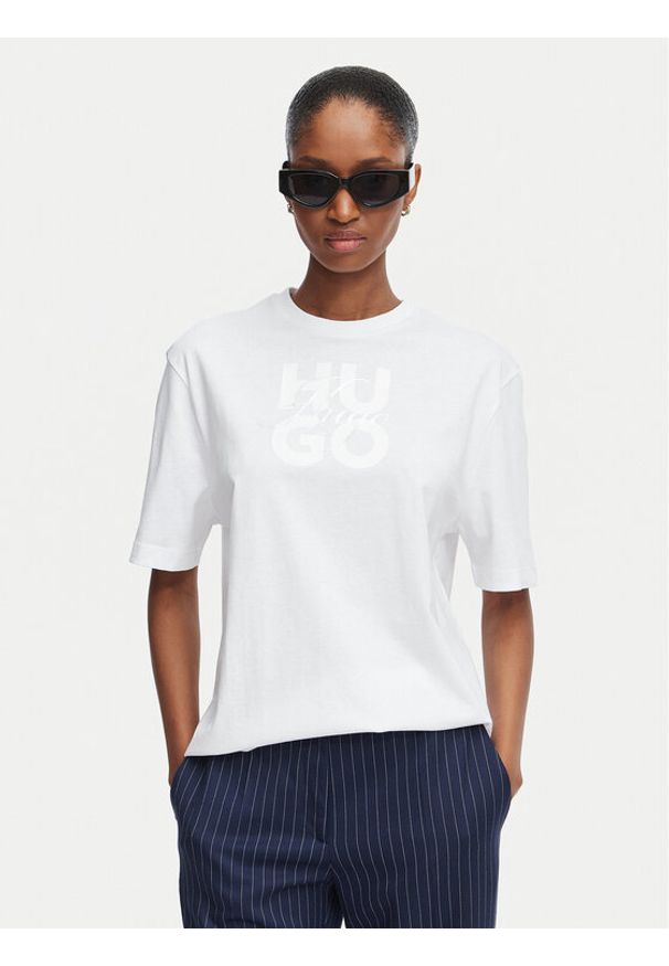 Hugo - HUGO T-Shirt Dashire_5 50566678 Biały Relaxed Fit. Kolor: biały. Materiał: bawełna