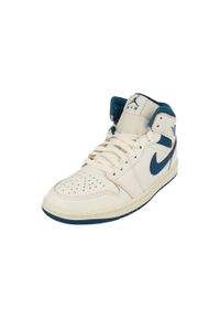 Buty do chodzenia męskie Nike Air Jordan 1 Mid. Kolor: biały. Materiał: materiał, skóra, tkanina, syntetyk. Sport: turystyka piesza