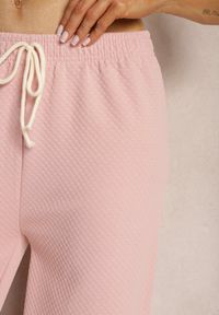 Renee - Różowe Spodnie z Szerokimi Nogawkami i Gumką w Talii Uxelia. Kolor: różowy. Styl: klasyczny, elegancki #5