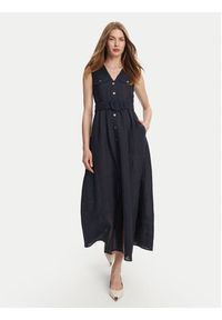 Marella Sukienka letnia Picchio 2513221064 Granatowy Regular Fit. Kolor: niebieski. Materiał: len. Sezon: lato #4