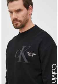 Calvin Klein Jeans bluza bawełniana męska kolor czarny z nadrukiem. Kolor: czarny. Materiał: bawełna. Wzór: nadruk