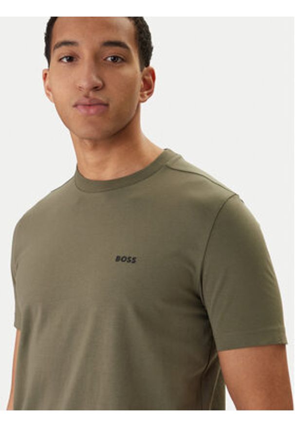 BOSS T-Shirt 50506373 Khaki Regular Fit. Kolor: brązowy. Materiał: bawełna