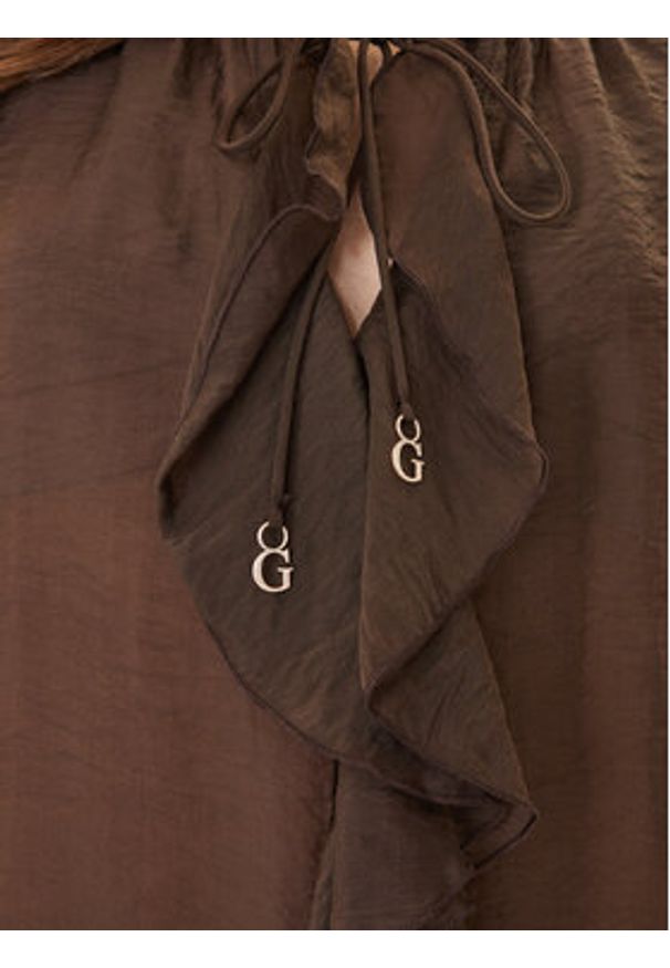 Guess Bluzka W6GH28 W1844 Brązowy Regular Fit. Kolor: brązowy. Materiał: lyocell