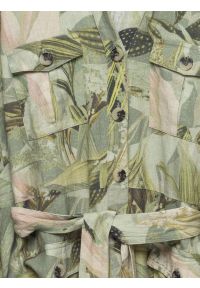 Big-Star - Sukienka damska midi lniana z wiązaniem w pasie zielona Jala 301. Okazja: na co dzień. Kolor: zielony. Materiał: len. Długość rękawa: długi rękaw. Sezon: wiosna, lato. Typ sukienki: proste. Styl: casual, elegancki. Długość: midi #2