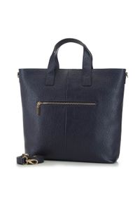 Wittchen - Torebka kuferek z groszkowanej skóry. Kolor: niebieski. Wzór: haft. Dodatki: z haftem, z breloczkiem. Materiał: skórzane. Styl: casual, klasyczny. Rodzaj torebki: do ręki #5